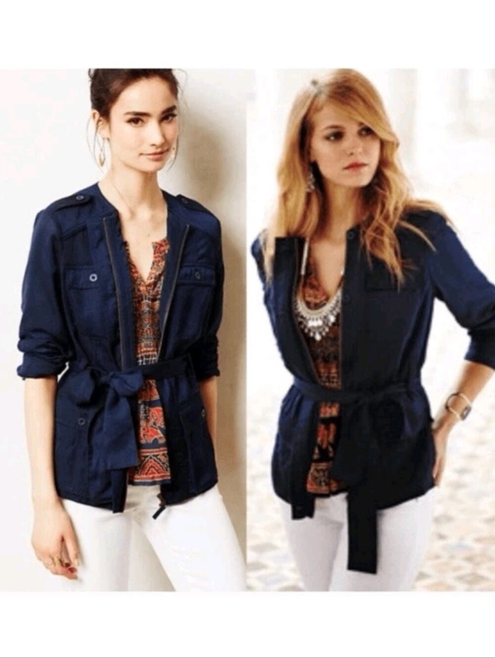 Anthropologie × Hei Hei Belted Anorak Utility Jacket Navy Blue Lightweight XS - Picture 2 of 12